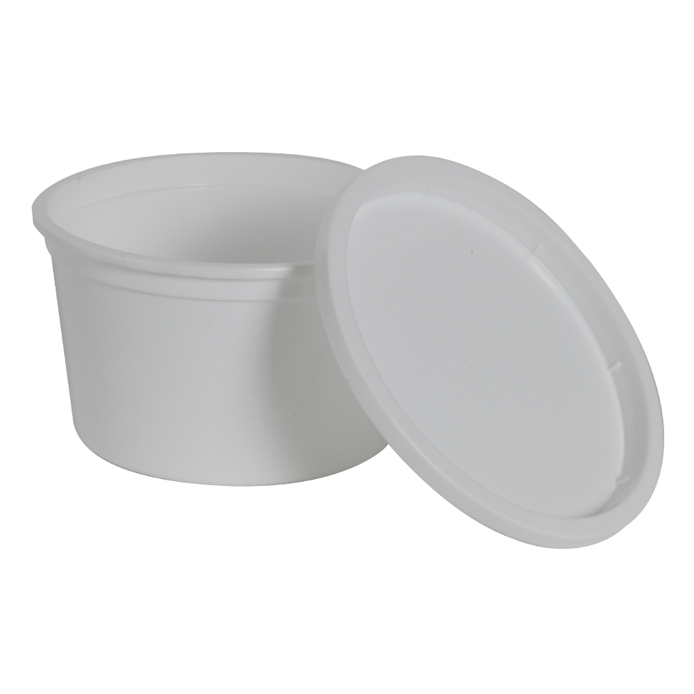 8 oz. White HDPE Short Round Multi-Purpose Container with Snap-On